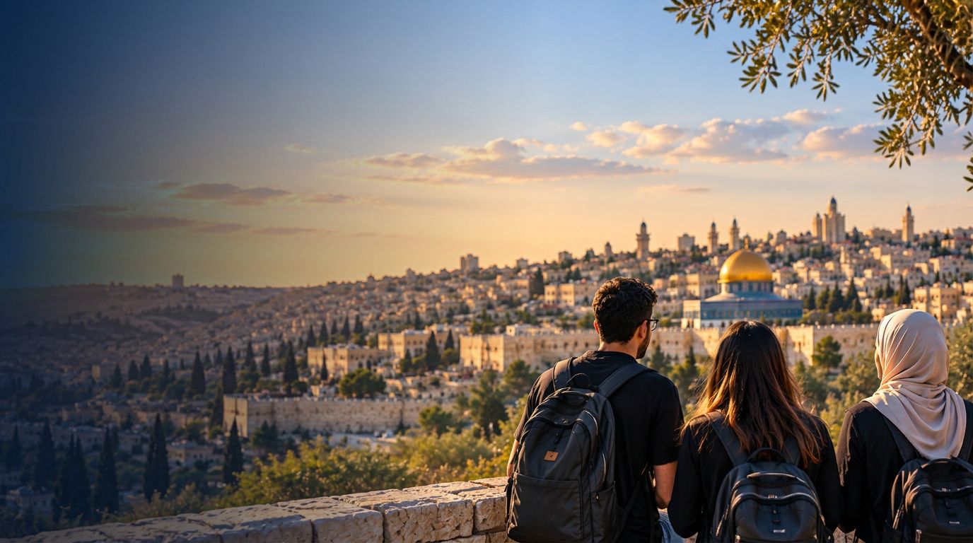 Panoramic view over Jerusalem’s Old City at sunset